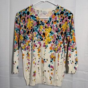 JOSEPH A Womens Multicolor Floral Print Button Front Cardigan Sweater Size S